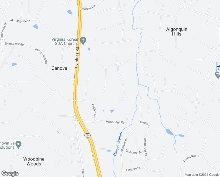map of restaurants, bars, coffee shops, grocery stores, and more near 12669 Crossbow Drive in Manassas