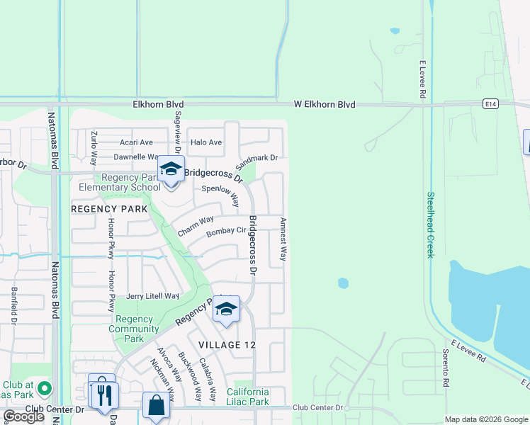 map of restaurants, bars, coffee shops, grocery stores, and more near 5721 Beadnell Way in Sacramento