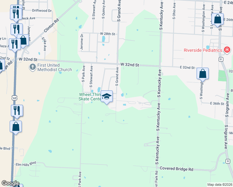 map of restaurants, bars, coffee shops, grocery stores, and more near 3719 S Grand Ave in Sedalia