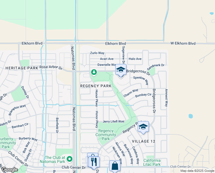 map of restaurants, bars, coffee shops, grocery stores, and more near 370 Rick Heinrich Circle in Sacramento