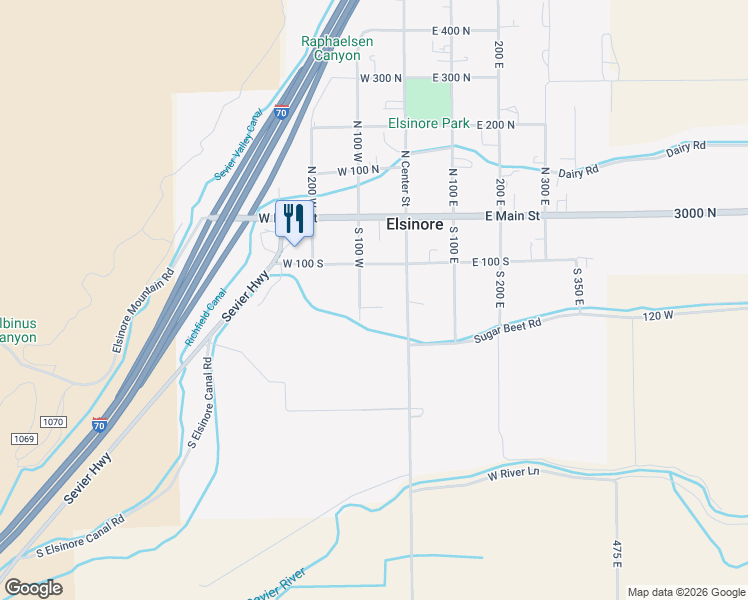 map of restaurants, bars, coffee shops, grocery stores, and more near 97 East 200 North in Central Valley