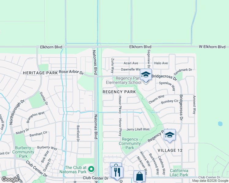 map of restaurants, bars, coffee shops, grocery stores, and more near 450 Rick Heinrich Circle in Sacramento