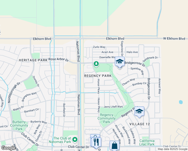 map of restaurants, bars, coffee shops, grocery stores, and more near 450 Rick Heinrich Circle in Sacramento