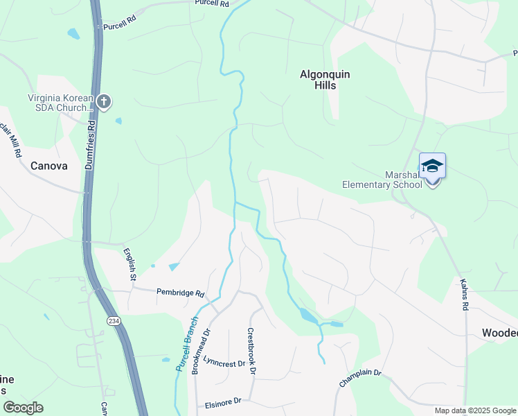 map of restaurants, bars, coffee shops, grocery stores, and more near 12512 Spring Drive in Manassas