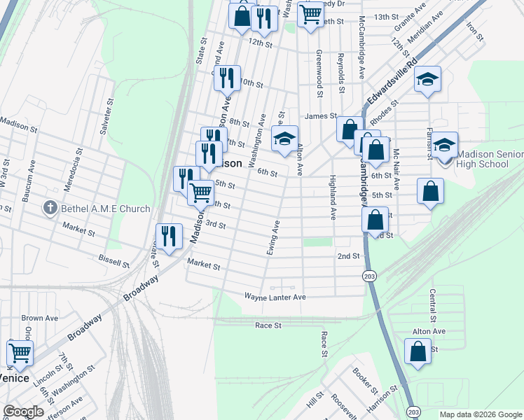 map of restaurants, bars, coffee shops, grocery stores, and more near 1625 4th Street in Madison