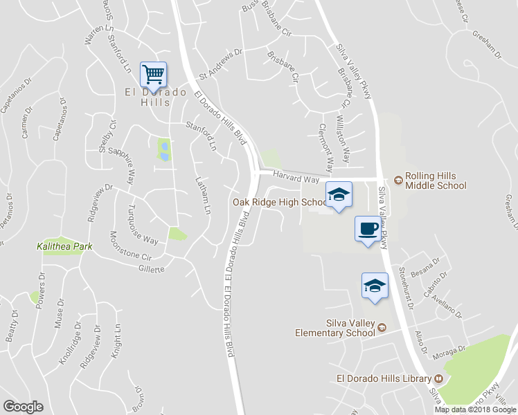 map of restaurants, bars, coffee shops, grocery stores, and more near 3277 Woedee Drive in El Dorado Hills