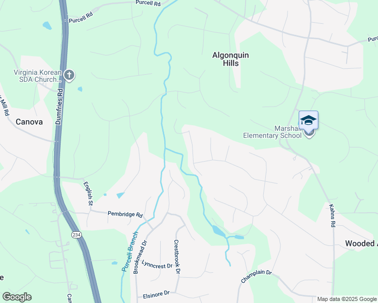 map of restaurants, bars, coffee shops, grocery stores, and more near 12512 Spring Drive in Manassas