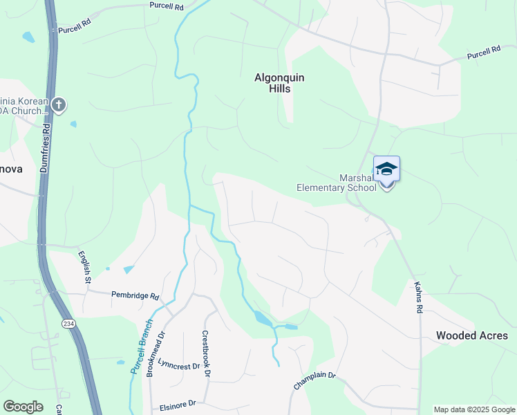 map of restaurants, bars, coffee shops, grocery stores, and more near 12607 Byrne Pl in Manassas