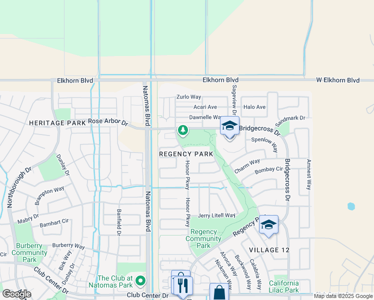 map of restaurants, bars, coffee shops, grocery stores, and more near 450 Rick Heinrich Circle in Sacramento