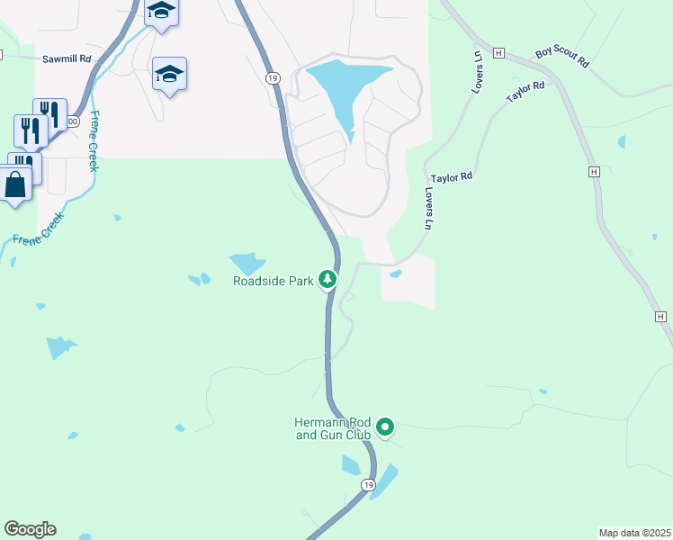 map of restaurants, bars, coffee shops, grocery stores, and more near 1254-1292 Highway 19 in Hermann
