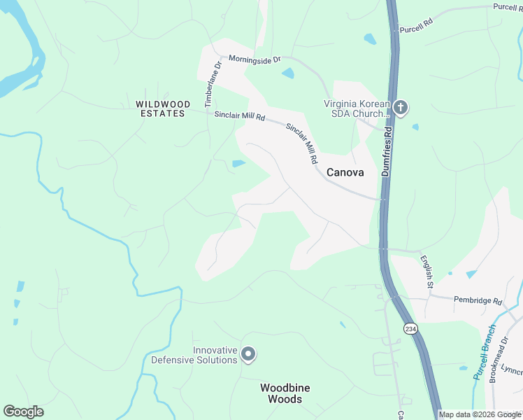 map of restaurants, bars, coffee shops, grocery stores, and more near 8213 Honeysuckle Road in Manassas