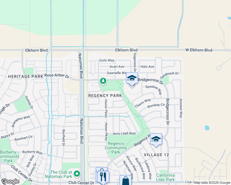 map of restaurants, bars, coffee shops, grocery stores, and more near 370 Rick Heinrich Circle in Sacramento