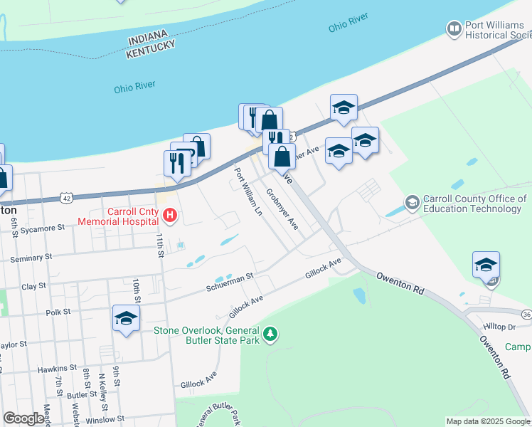 map of restaurants, bars, coffee shops, grocery stores, and more near 328-334 Port William Ln in Carrollton