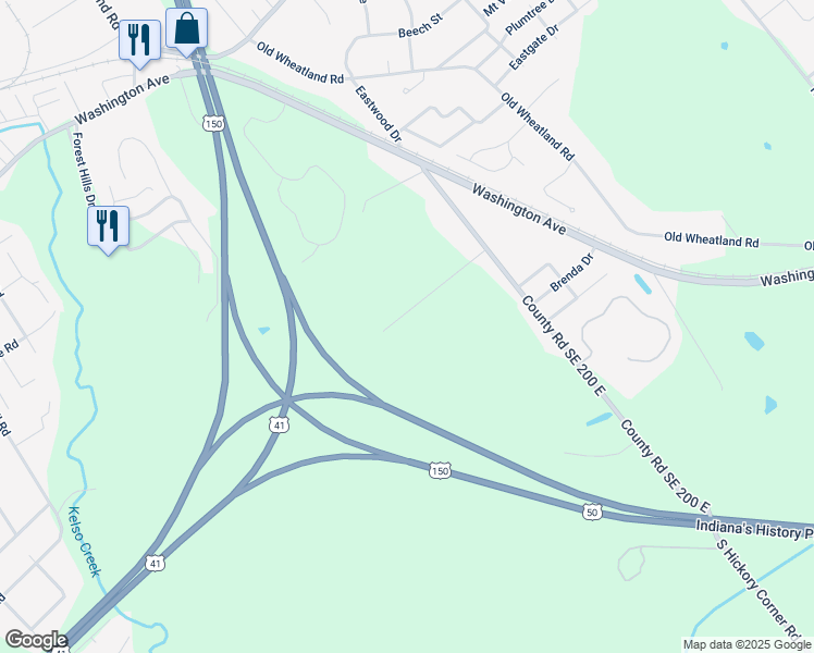 map of restaurants, bars, coffee shops, grocery stores, and more near 402 Deer Creek Drive in Vincennes