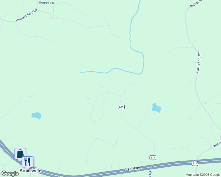 map of restaurants, bars, coffee shops, grocery stores, and more near 160 Weaver Road in Amissville
