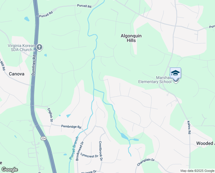 map of restaurants, bars, coffee shops, grocery stores, and more near 8169 Parker Street in Manassas