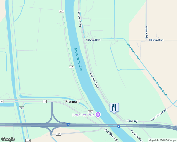 map of restaurants, bars, coffee shops, grocery stores, and more near 6301 Garden Highway in Sacramento