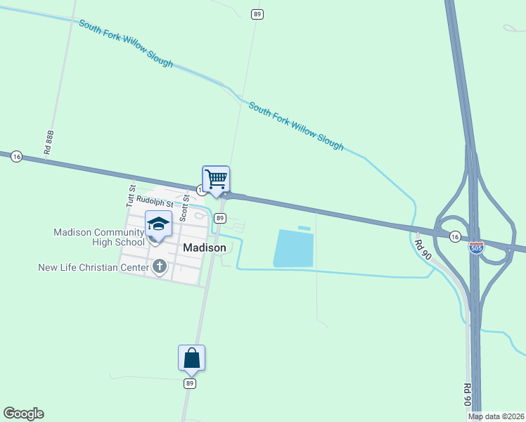 map of restaurants, bars, coffee shops, grocery stores, and more near 29285 California 16 in Madison