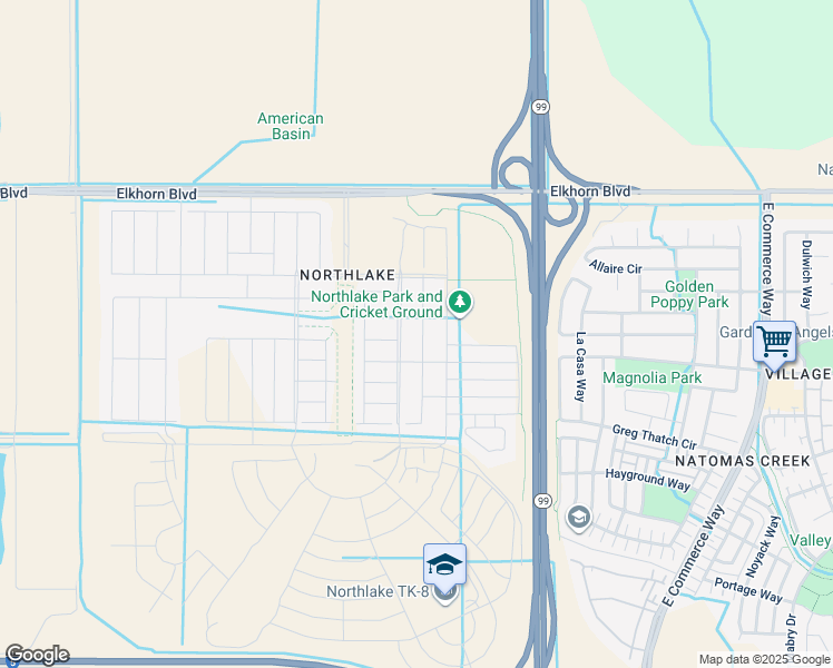 map of restaurants, bars, coffee shops, grocery stores, and more near 5737 Harveston Way in Sacramento