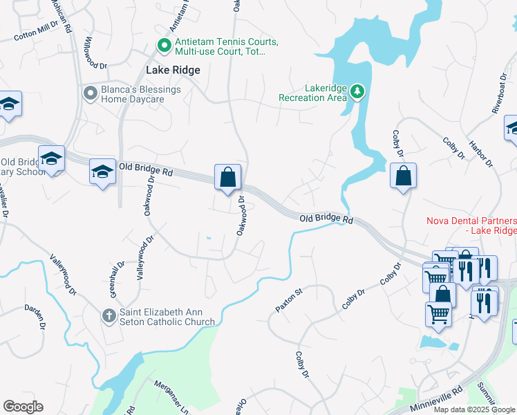map of restaurants, bars, coffee shops, grocery stores, and more near 2676 Seville Circle in Woodbridge
