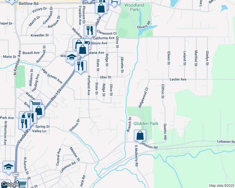 map of restaurants, bars, coffee shops, grocery stores, and more near 905 Karen Street in Collinsville