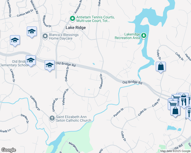 map of restaurants, bars, coffee shops, grocery stores, and more near 12544 Basque Place in Woodbridge