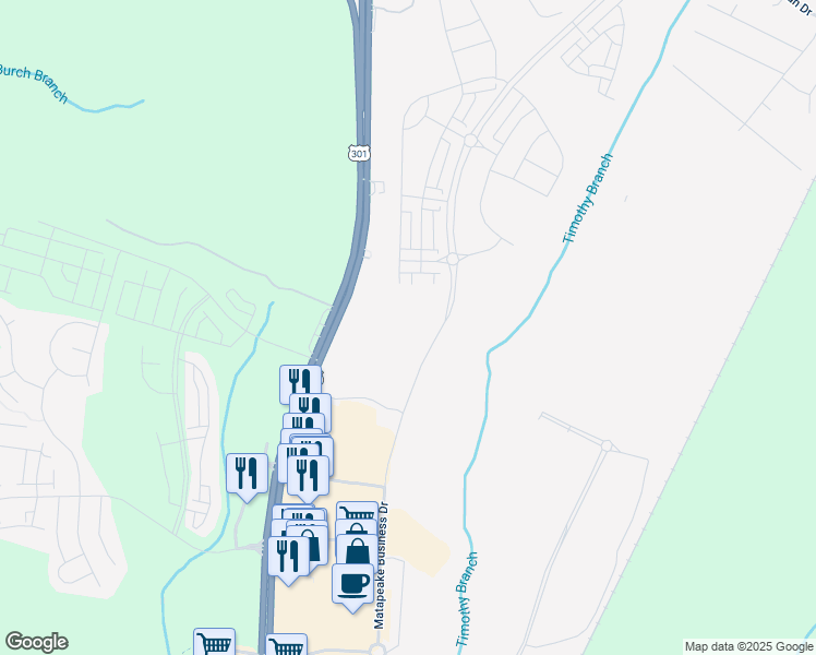 map of restaurants, bars, coffee shops, grocery stores, and more near 15135 Mattawoman Drive in Brandywine
