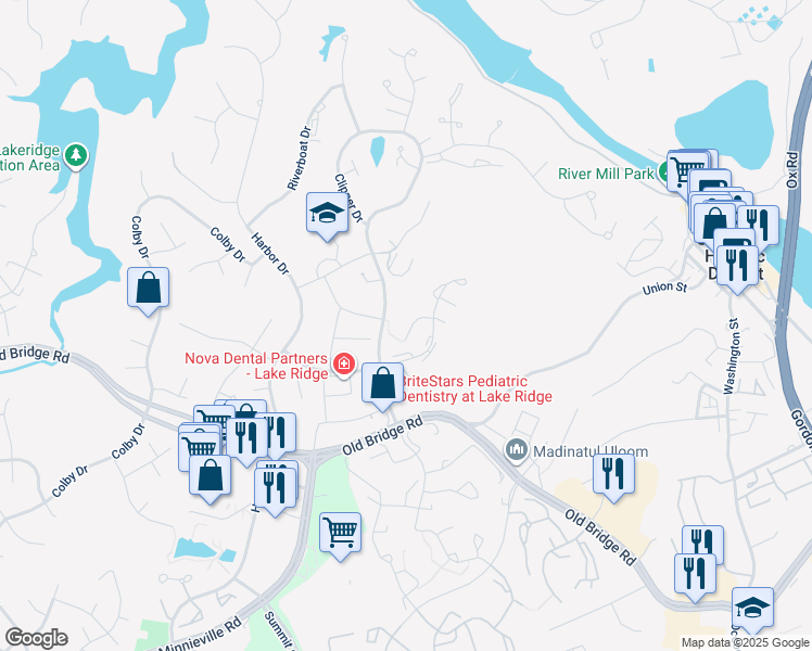 map of restaurants, bars, coffee shops, grocery stores, and more near 2024 Mayflower Drive in Woodbridge