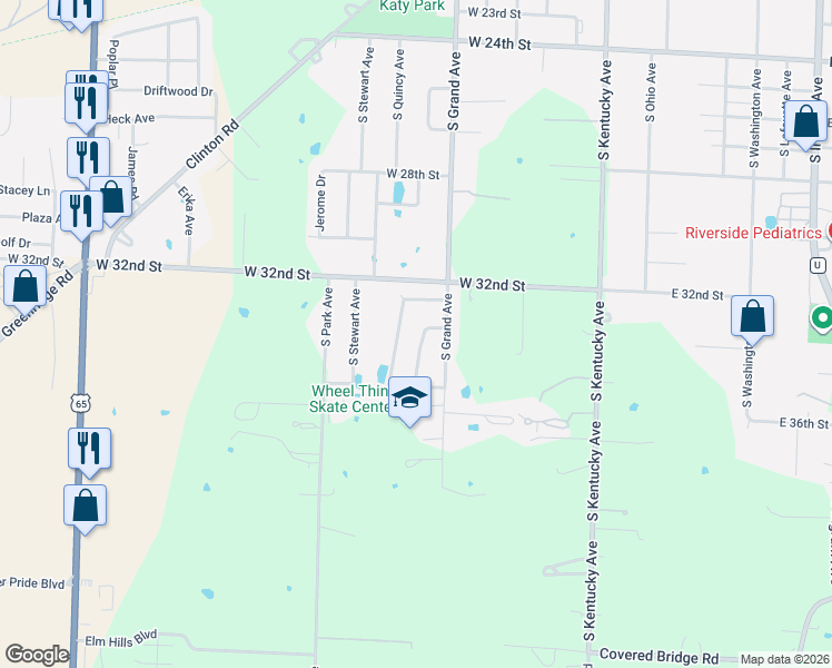 map of restaurants, bars, coffee shops, grocery stores, and more near 806 Manor Court in Sedalia