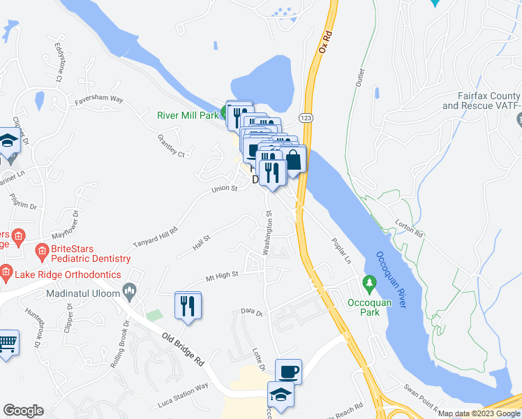 map of restaurants, bars, coffee shops, grocery stores, and more near 160 Washington Street in Woodbridge