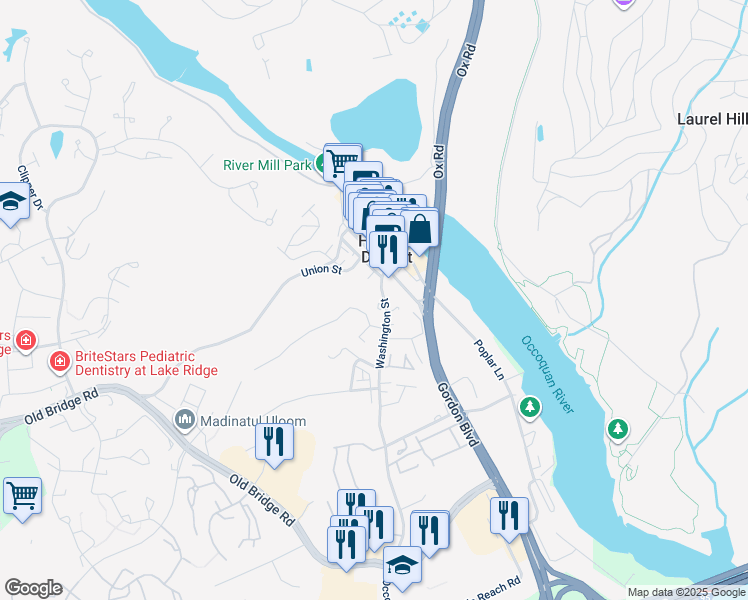 map of restaurants, bars, coffee shops, grocery stores, and more near 160 Washington Street in Woodbridge
