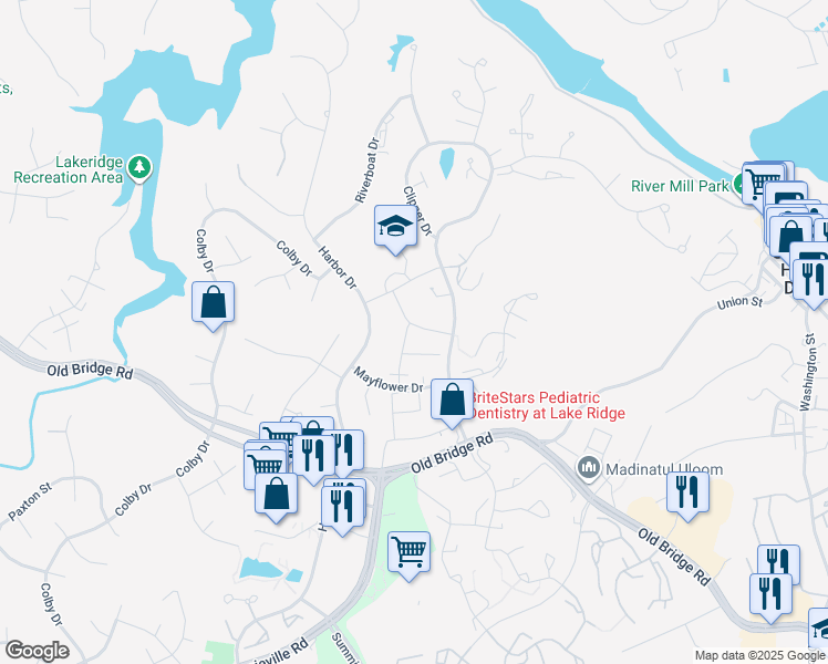 map of restaurants, bars, coffee shops, grocery stores, and more near 12515 Plymouth Court in Woodbridge