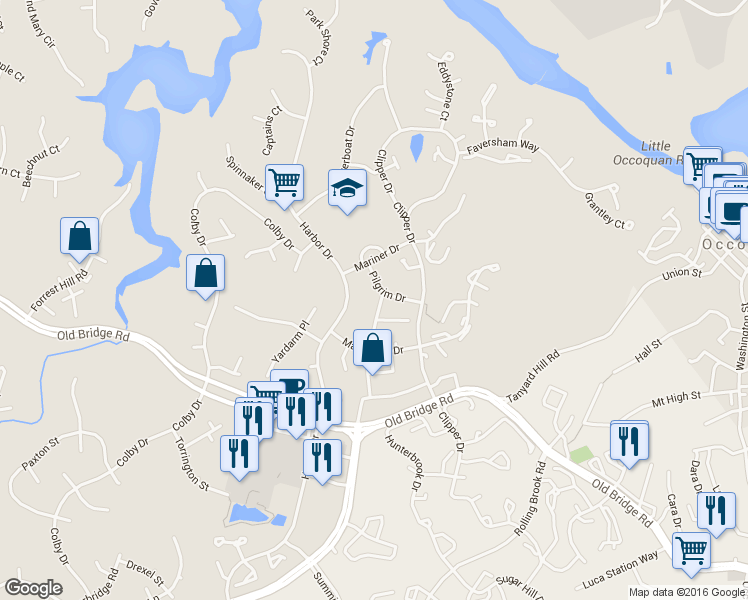 map of restaurants, bars, coffee shops, grocery stores, and more near 12564 Plymouth Court in Woodbridge