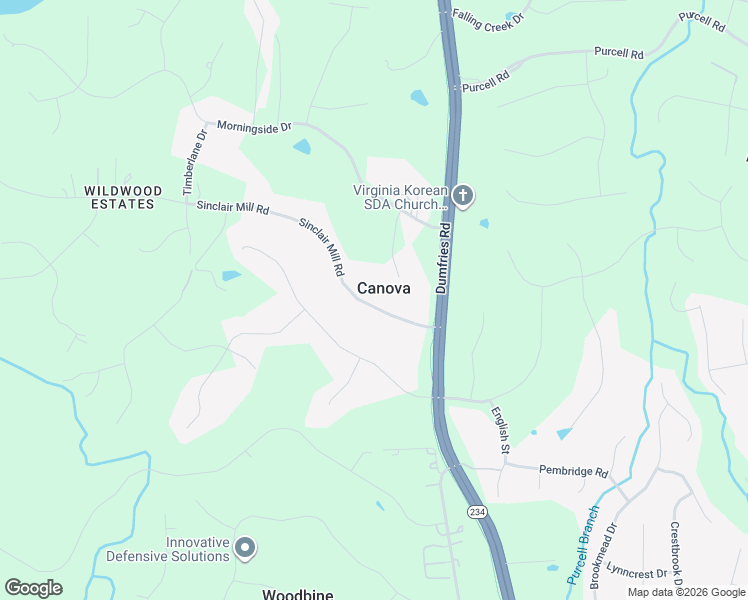 map of restaurants, bars, coffee shops, grocery stores, and more near 8018 Sinclair Mill Road in Manassas