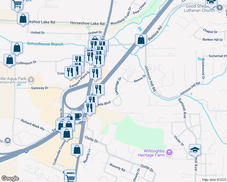 map of restaurants, bars, coffee shops, grocery stores, and more near 1937 Ramada Boulevard in Collinsville