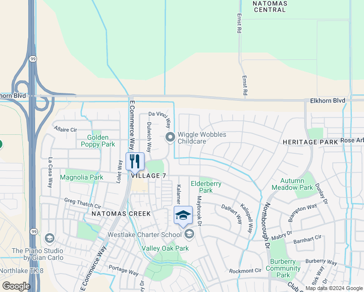 map of restaurants, bars, coffee shops, grocery stores, and more near 330 Perazul Cir in Sacramento