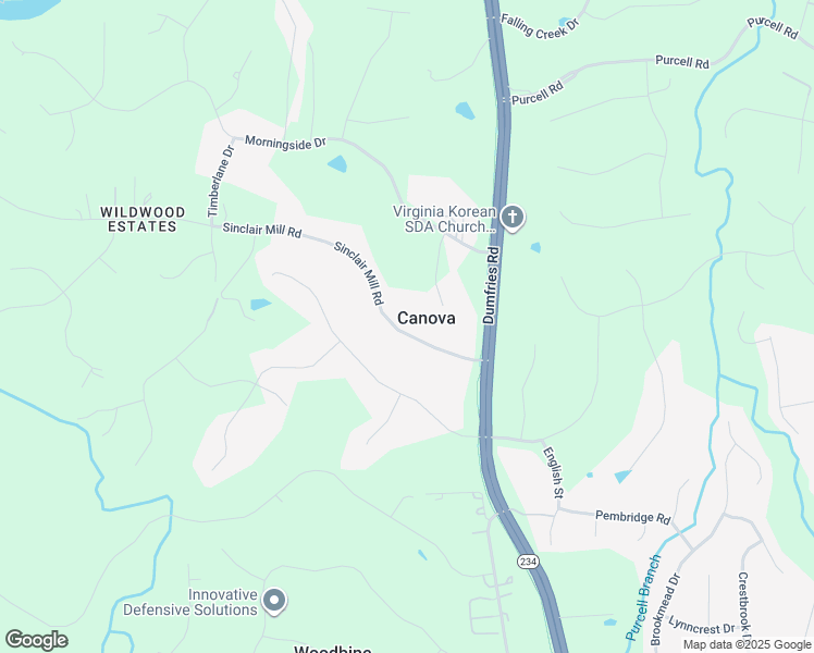 map of restaurants, bars, coffee shops, grocery stores, and more near 8022 Sinclair Mill Road in Manassas