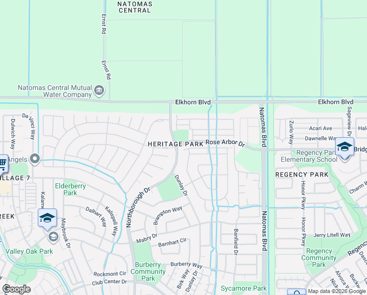 map of restaurants, bars, coffee shops, grocery stores, and more near 2454 Rose Arbor Drive in Sacramento