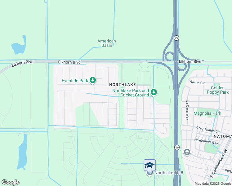 map of restaurants, bars, coffee shops, grocery stores, and more near 3900 West Elkhorn Boulevard in Sacramento
