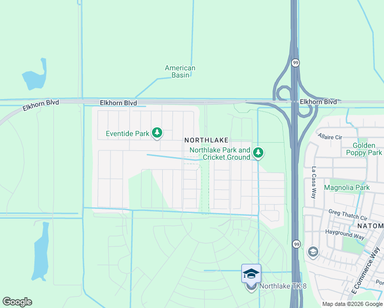 map of restaurants, bars, coffee shops, grocery stores, and more near 3900 West Elkhorn Boulevard in Sacramento