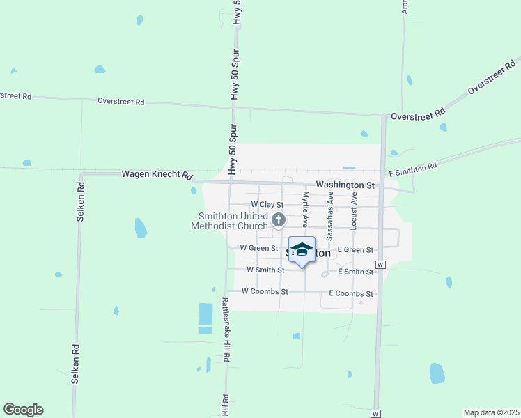 map of restaurants, bars, coffee shops, grocery stores, and more near 211 West Clay Street in Smithton