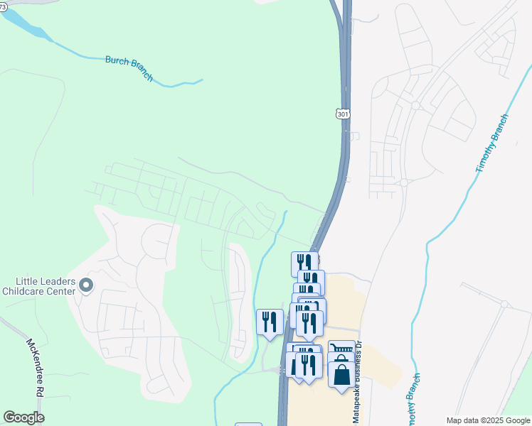 map of restaurants, bars, coffee shops, grocery stores, and more near 7514 Fern Gully Way in Brandywine