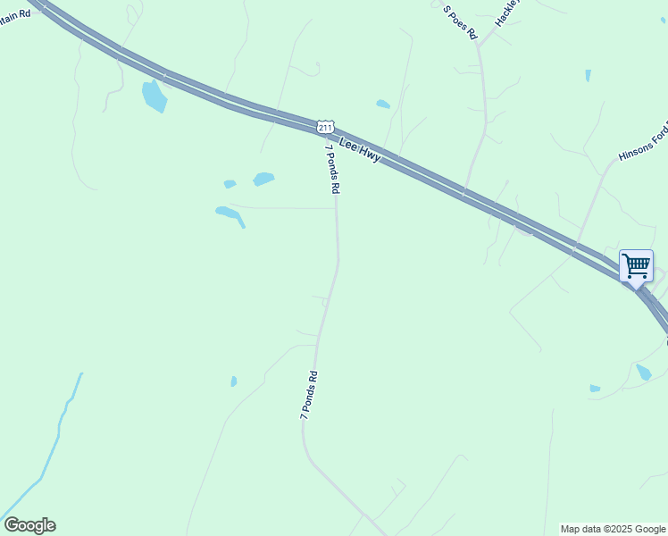 map of restaurants, bars, coffee shops, grocery stores, and more near 275 7 Ponds Road in Amissville