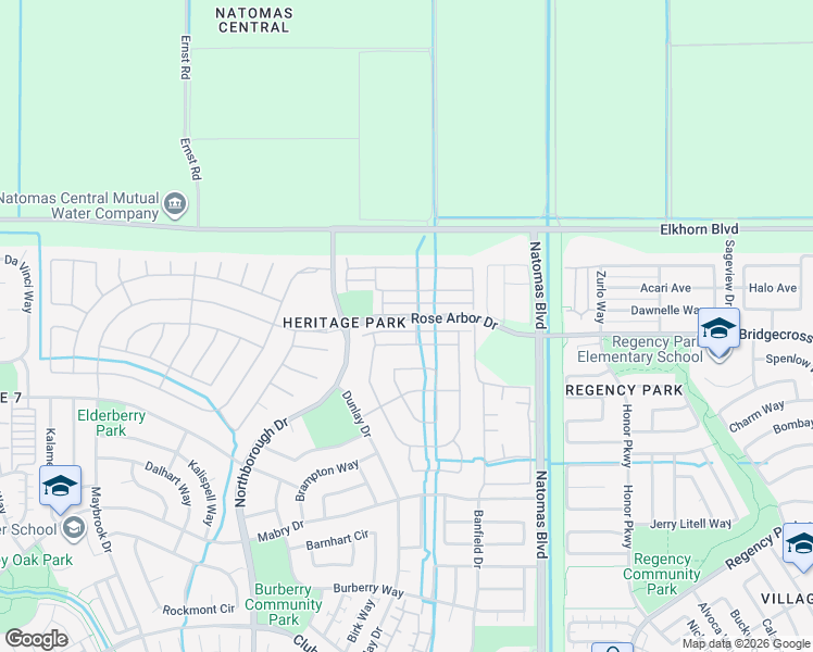 map of restaurants, bars, coffee shops, grocery stores, and more near 2360 Rose Arbor Drive in Sacramento