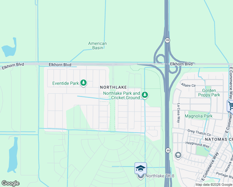 map of restaurants, bars, coffee shops, grocery stores, and more near 3900 West Elkhorn Boulevard in Sacramento