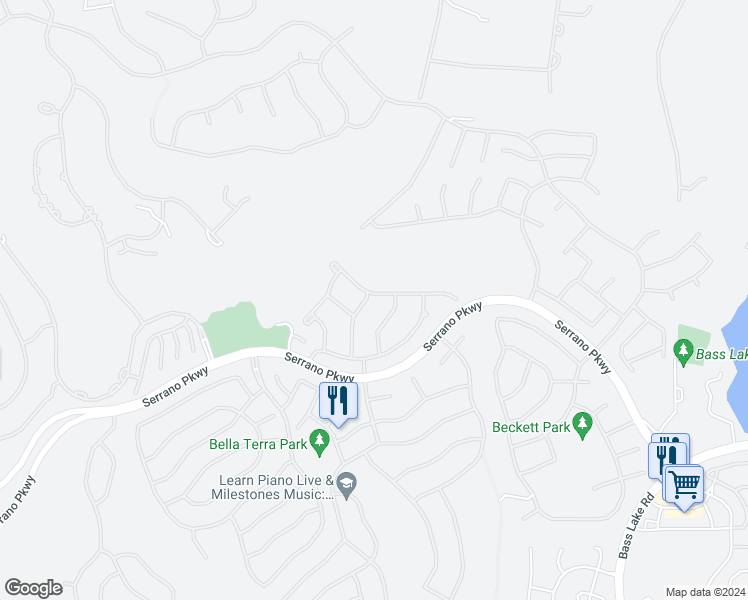map of restaurants, bars, coffee shops, grocery stores, and more near 5001 Crail Way in El Dorado Hills