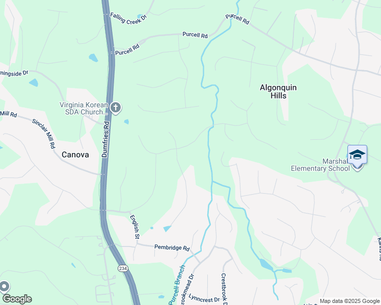 map of restaurants, bars, coffee shops, grocery stores, and more near 7897 Sly Fox Lane in Manassas