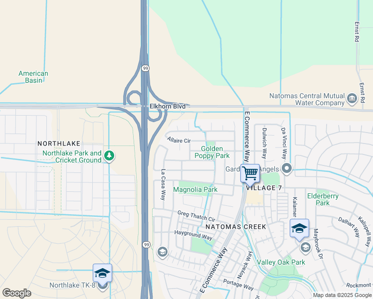 map of restaurants, bars, coffee shops, grocery stores, and more near 3355 Mas Amilos Way in Sacramento