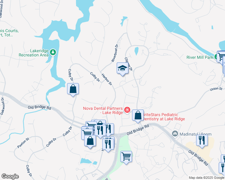 map of restaurants, bars, coffee shops, grocery stores, and more near 12602 Harbor Drive in Woodbridge