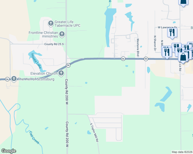map of restaurants, bars, coffee shops, grocery stores, and more near 1539 Indiana 56 in Scottsburg